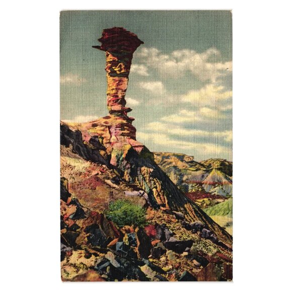 Eagle Nest Rock Petrified Forest AZ Colorful Vintage Postcard Genuine Curteich - Picture 1 of 2